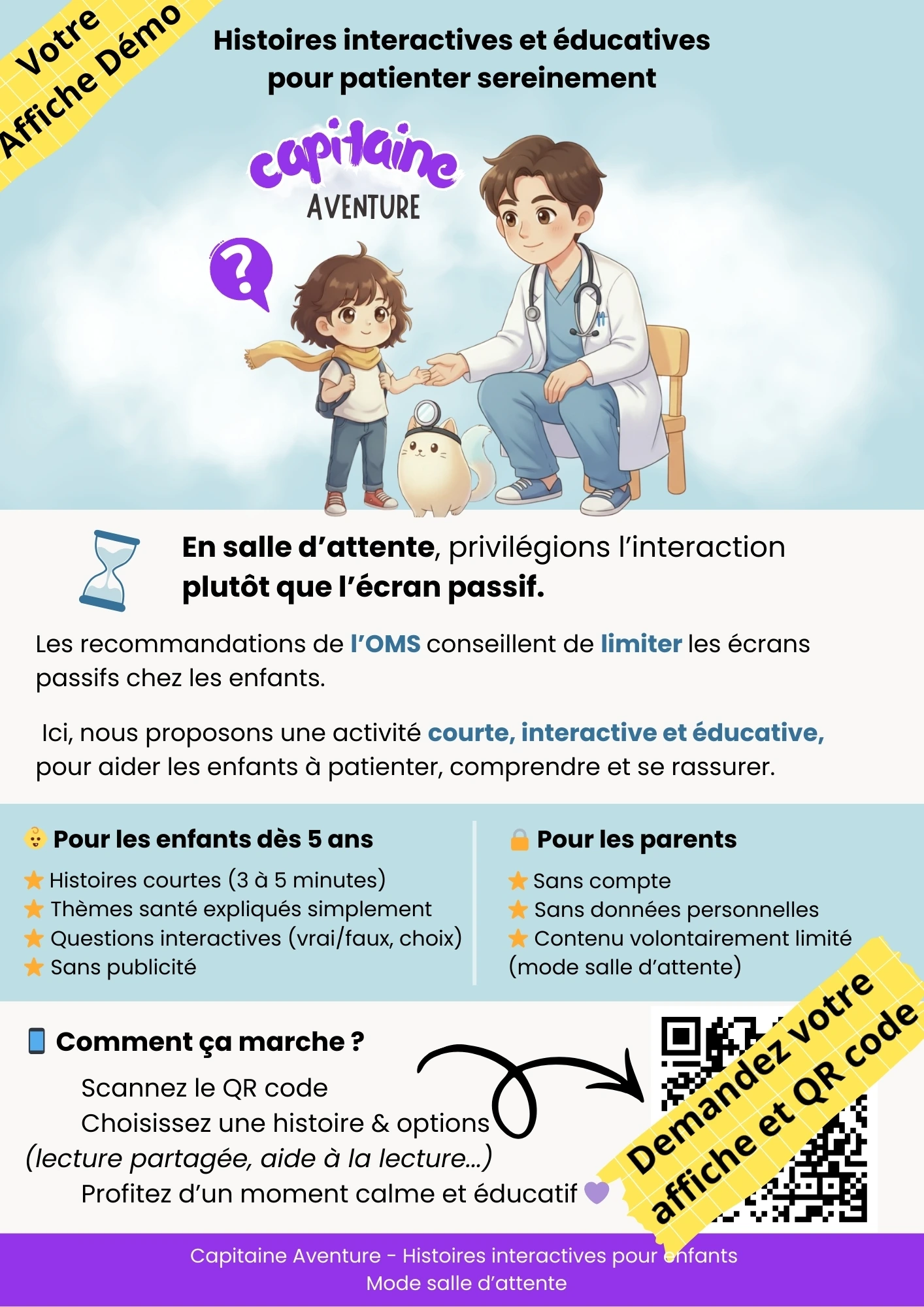 Exemple d'affiche partenaire avec QR code - Capitaine Aventure