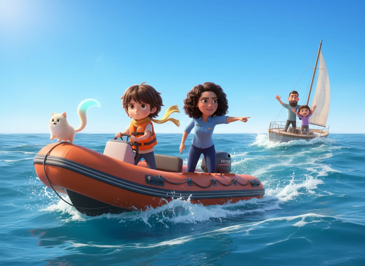 Histoire interactive illustrée pour enfant – sauvetage en mer et aventure maritime