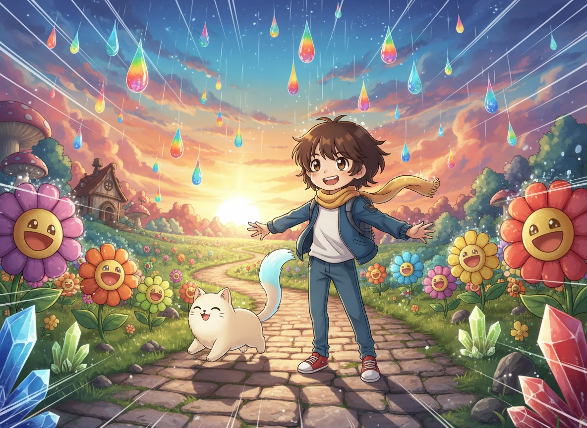 Histoire interactive illustrée pour enfant – gestion des émotions et pluie magique